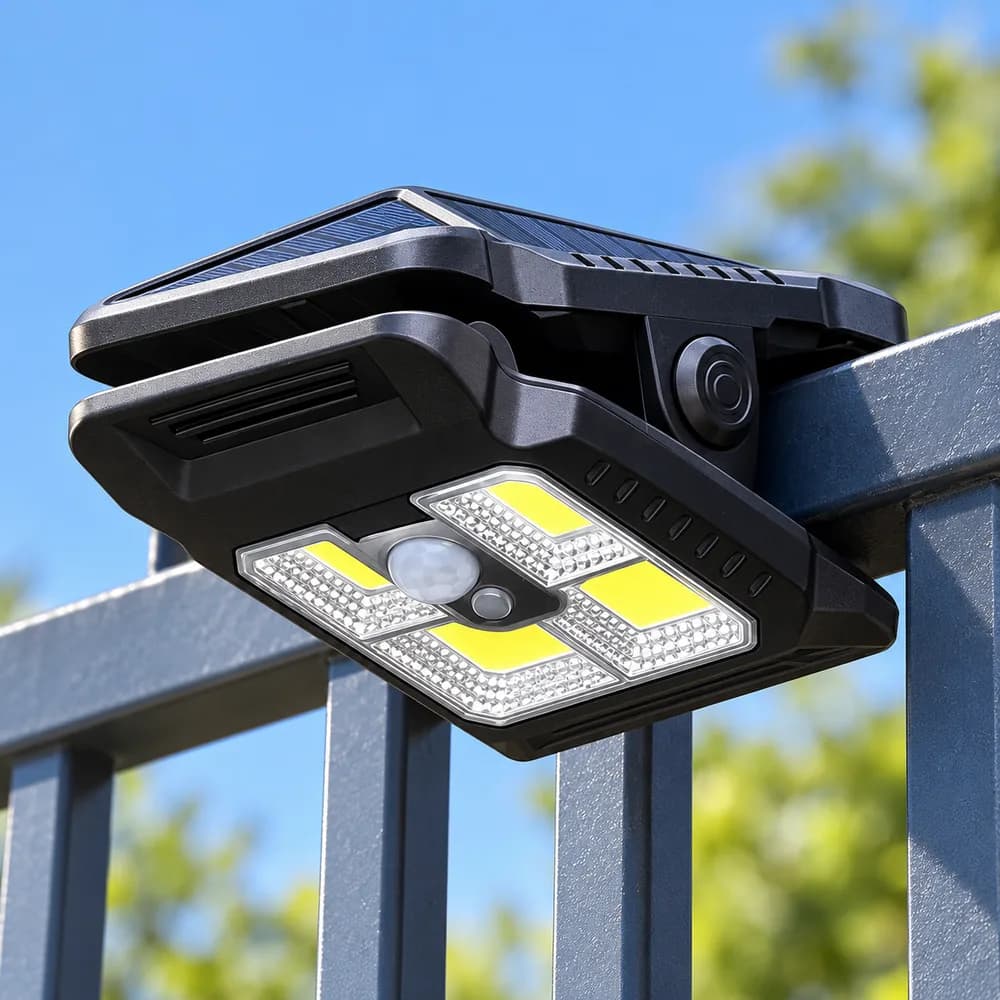 Lampe solaire à pince en détail